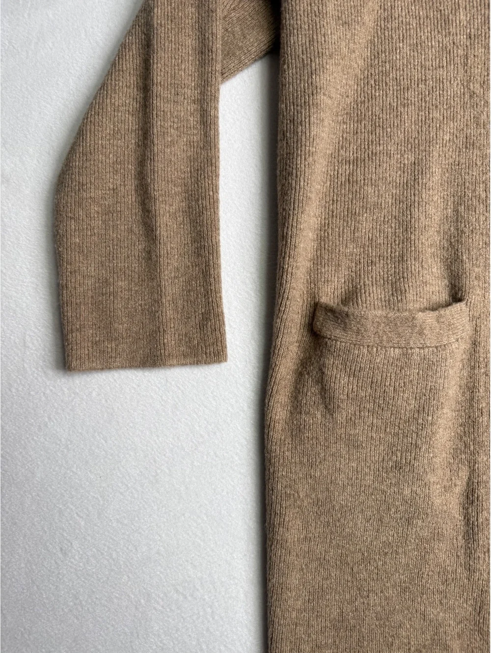 J.Crew Women’s XS Long Open Cardigan Brown Merino Wool Alpaca Blend Pockets